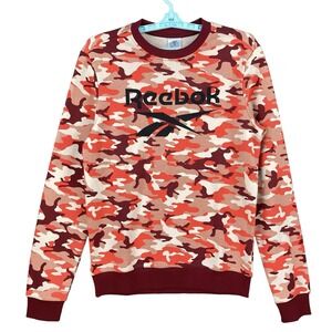 NWT Reebok Men ID Camo Training Sweatshirt Size Small Pullover Classic Burgundy